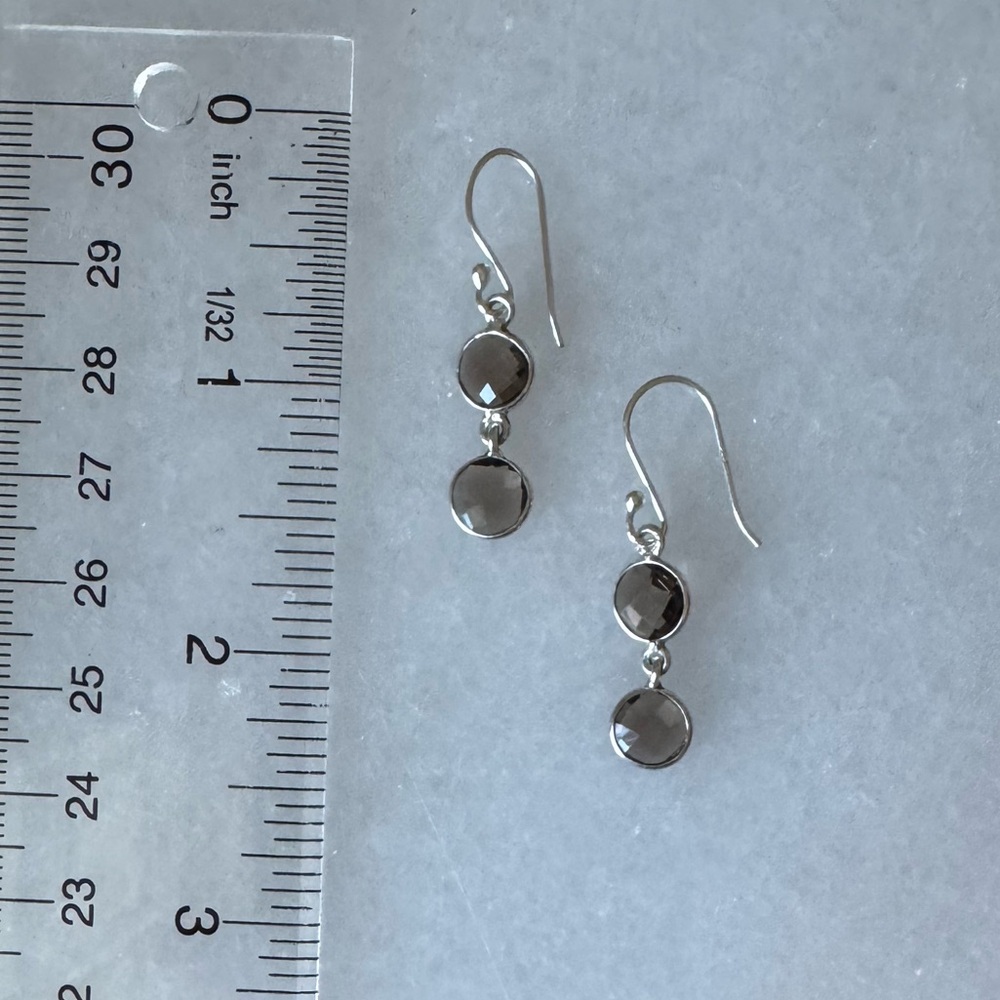 NWOT Tuckernuck Checkmate Earrings, Smoky Quartz, Sterling Silver - Picture 5 of 5